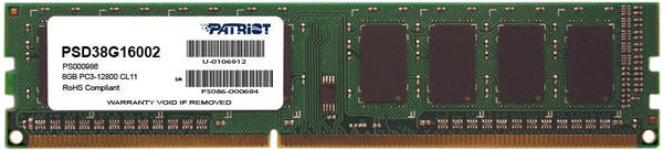 Patriot 8GB Kit DDR3 PC3-12800 CL9 (PSD38G16002)