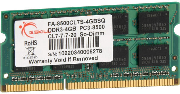 G.Skill 4GB SO-DIMM DDR3 PC3-8500 CL7 (FA-8500CL7S-4GBSQ)