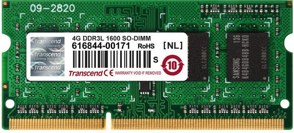 Transcend 4GB SO-DIMM DDR3 PC3-12800 CL11 (TS512MSK64W6H)