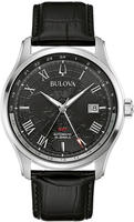 Bulova Automatikuhr Armbanduhr, Mechansiche Uhr, Herrenuhr, GMT, Lederarmband,