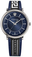 Versace VE5A01121 V-Circle Greca Edition silber blau schwarz wei&szlig; Herren Uhr...