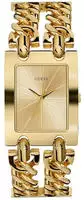 Quarzuhr GUESS "HEAVY METAL", gold (goldfarben), Armbanduhren, Damen, Quarzuhr,