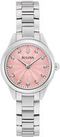 Bulova Quarzuhr Armbanduhr, Damenuhr, Edelstahlarmband, mit Diamanten