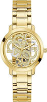 Quarzuhr GUESS "QUATTRO CLEAR", gold (goldfarben), Armbanduhren, Damen, Quarzuhr,