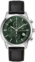Bulova Chronograph Armbanduhr, Quarzuhr, Herrenuhr, Damenuhr, Lederarmband, Datum