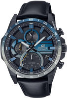 CASIO EDIFICE Solaruhr Quarzuhr, Armbanduhr, Herrenuhr, Neo-Display, Lederarmband
