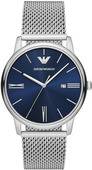 Emporio Armani Uhr mit drei Zeigern und schwarzem Mesharmband AR11571