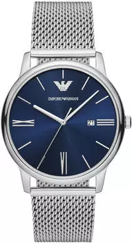 Emporio Armani Uhr mit drei Zeigern und schwarzem Mesharmband AR11571