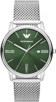 Emporio Armani Uhr mit drei Zeigern und schwarzem Mesharmband Ar11578