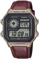 CASIO TIMELESS COLLECTION Chronograph Quarzuhr, Armbanduhr, Herrenuhr, Lederarmband,