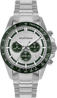 Jacques Lemans 1-2207E Herren-Uhr Chronograph Silberfarben/Gr&uuml;n