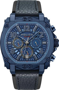 Police Norwood Chronograph Armbanduhr Blau Leder (PEWJF0021904)