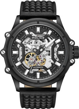 Police Luang Automatik-Armbanduhr Leder Schwarz 44mm Chronograph (PEWGE1601801)