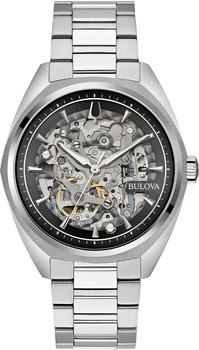 Bulova Automatikuhr Herrenuhr mit Edelstahlarmband silberfarben-schwarz (96A293)