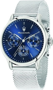 Maserati Epoca Herrenuhr mit blauem Zifferblatt und Edelstahl-Netzarmband (R8853118019)