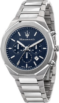 Maserati Stile Chronograph Herrenuhr blau/silber 45 mm (R8873642006)