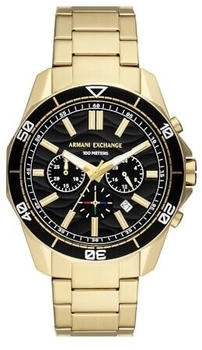Armani Exchange AX1958 Men's Chronograph Watch - Gold-Tone Stainless Steel Bracelet, Black Dial