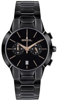 Breil New One TW1912 Men's Chronograph Watch - Black Dial, Rose Gold Accents, Black Stainless Steel Bracelet