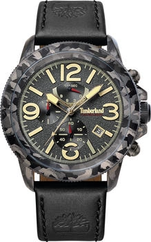 Timberland Ashbrook TBL15474JSGY/61 Men's 46mm Grey Dial Chronograph Watch, Black Leather Strap