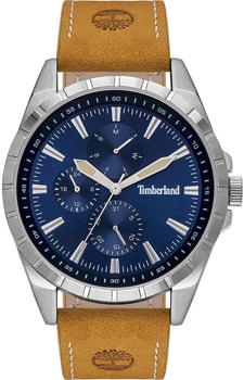 Timberland Boxbourough Men's Watch TBL15909JYS03AS - Silver-Tone Case, Blue Dial, Interchangeable Brown and Beige Leather Straps
