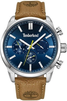 Timberland Henniker II TDWGF0028702 Men's 46mm Blue Dial Quartz Watch - Brown Leather Strap