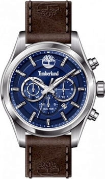 Timberland Ashmont TBL16062JYS03 Men's 46mm Blue Dial Quartz Watch - Brown Leather Strap