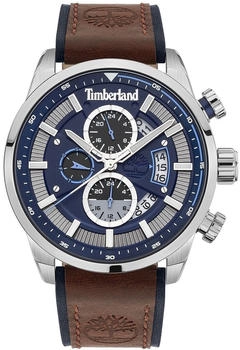Timberland Callahan TDWGF2102602 Men's 46mm Blue Dial Quartz Watch - Brown Leather Strap