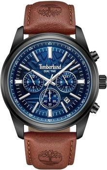 Timberland TDWGF0041204 Northbridge Chronograph - 45mm Black Steel Case, Blue Dial, Brown Leather Strap
