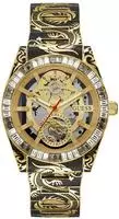 Guess Herren Armbanduhr DRAGON Drachenmuster-Armband Gold-Schwarz 42 mm GW0649G1 -