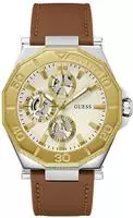 Guess Herren Multifunkion Armbanduhr PRIME braun, gold 46 mm GW0704G1 - Silber