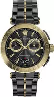 Versace Herren Uhr Armbanduhr Chronograph AION VE1D02723 Edelstahl - Schwarz