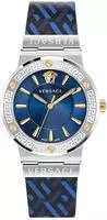Versace Damen Uhr Armbanduhr Leder Greca VEVH01421 - Blau