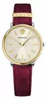 Versace VE8100719 V-Circle Lady champagner gold silber rot Leder Damen Uhr NEU - Gold