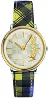 Versace VE8100118 V-Circle Lady silber gold gelb schwarz Leder Damen Uhr NEU - Bunt