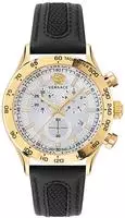Versace Herren Uhr Armbanduhr Chronograph Edelstahl Hellenyium VE2U00222 Leder - Gold
