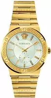 Versace VEVI00520 Greca Logo weiss silber gold Edelstahl Armband Uhr Herren NEU -