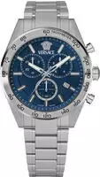 Versace VE0CA0124 V-Code Chrono blau silber Edelstahl Herren Uhr NEU - Silber