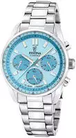 Festina F20753/2 Armbanduhr Unisex Boyfriend Chronograph Stahl/Azurblau