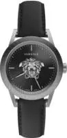 Versace VERD01220 Palazzo Empire silber schwarz Leder Armband Uhr Herren NEU - Silber