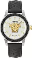 Versace VE9I00124 Medusa Deco Gent silber weiss schwarz Leder Herren Uhr NEU -