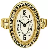Bulova 97L188 Ringuhr Damenuhr f&uuml;r den Finger Goldfarben