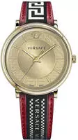 Versace VE5A02021 V-Circle Greca Edition gold rot schwarz weiss Herren Uhr NEU - Gold