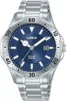 LORUS Solaruhr Armbanduhr, Herrenuhr, Edelstahlarmband, analog, Tag