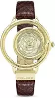 Police PEWLA2008302 Damen-Armbanduhr, Gold-Geh&auml;use, Leder-Armband - Gold/Dunkelrot