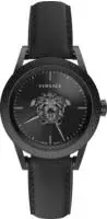 Versace VERD01520 Palazzo Empire schwarz Leder Armband Uhr Herren NEU - Schwarz