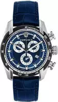 Versace VE2I00721 V-Ray Chronograph silber schwarz blau Leder Herren Uhr NEU -...