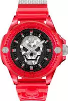 Philipp Plein PWWAA0223 Unisex-Armbanduhr The $kull Synthetic Rot