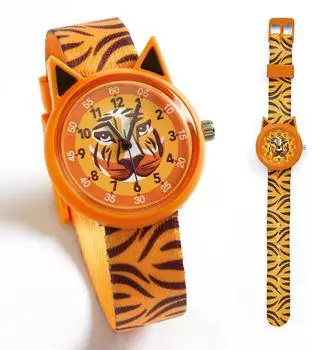 Djeco Tiger Lernuhr Quarz, wasserdicht, &Oslash; 30mm (DD00425)