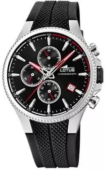 Lotus Herren-Chronograph, Quarz, Kautschuk, schwarz, 5 ATM (18621/2)