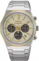 Seiko Chronograph Quarzuhr, Armbanduhr, Herrenuhr, Edelstahlarmband, analog, Tag
